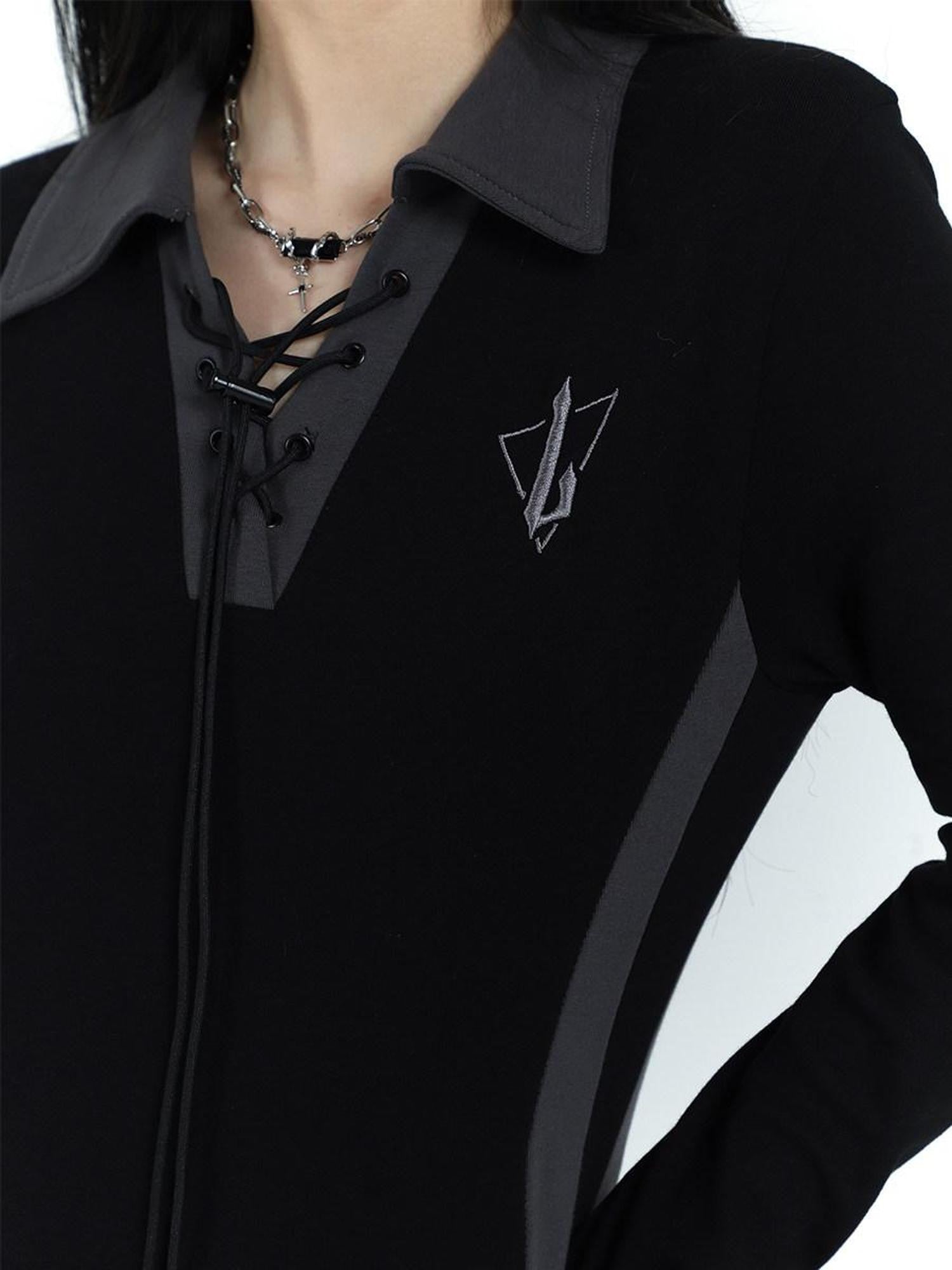 LADYGHOST Ghost Girl Black Long Sleeve Polo Sweatshirt Women&