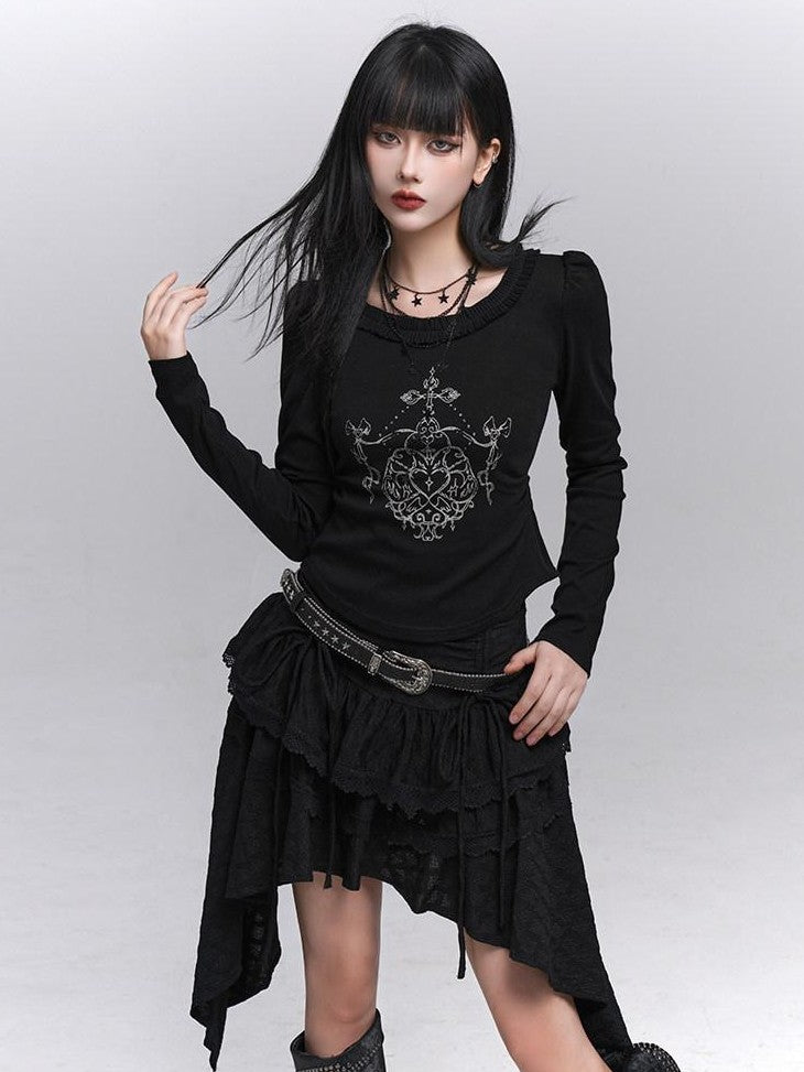 LADYGHOST Ghost Girl Black Slim Gothic Subculture Dark Women&