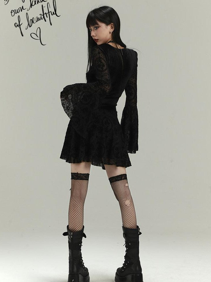 LADYGHOST Ghost Girl Gothic Bell Sleeve Women&