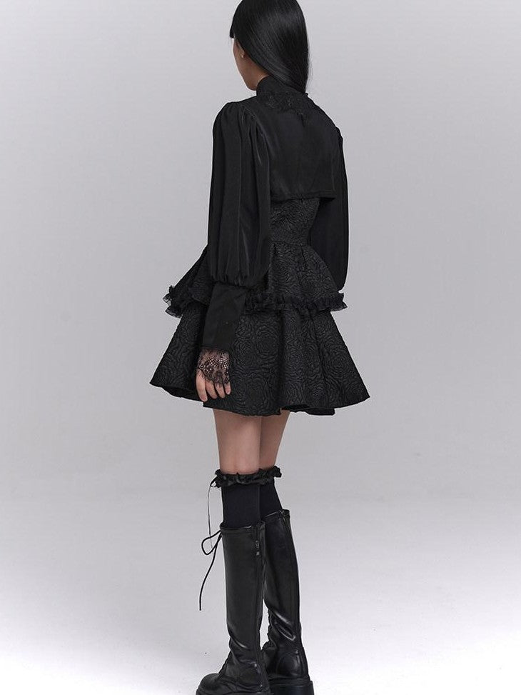 LADYGHOST Ghost Girl Gothic Black Spaghetti Strap Puffed Skirt Women&