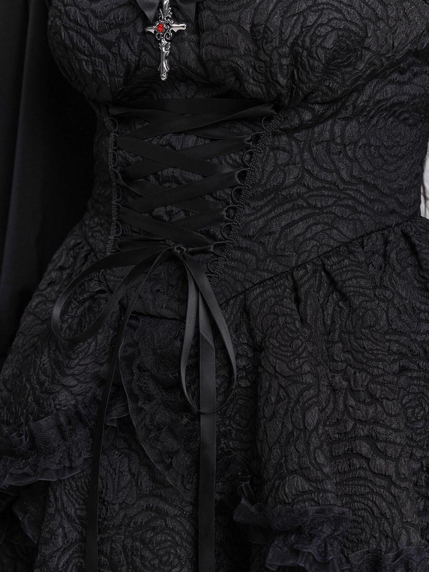 LADYGHOST Ghost Girl Gothic Black Spaghetti Strap Puffed Skirt Women&