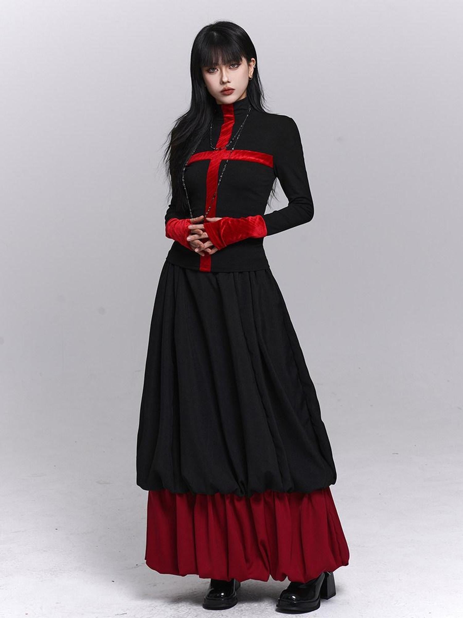 LADYGHOST Ghost Girl Gothic Cross Print Women&