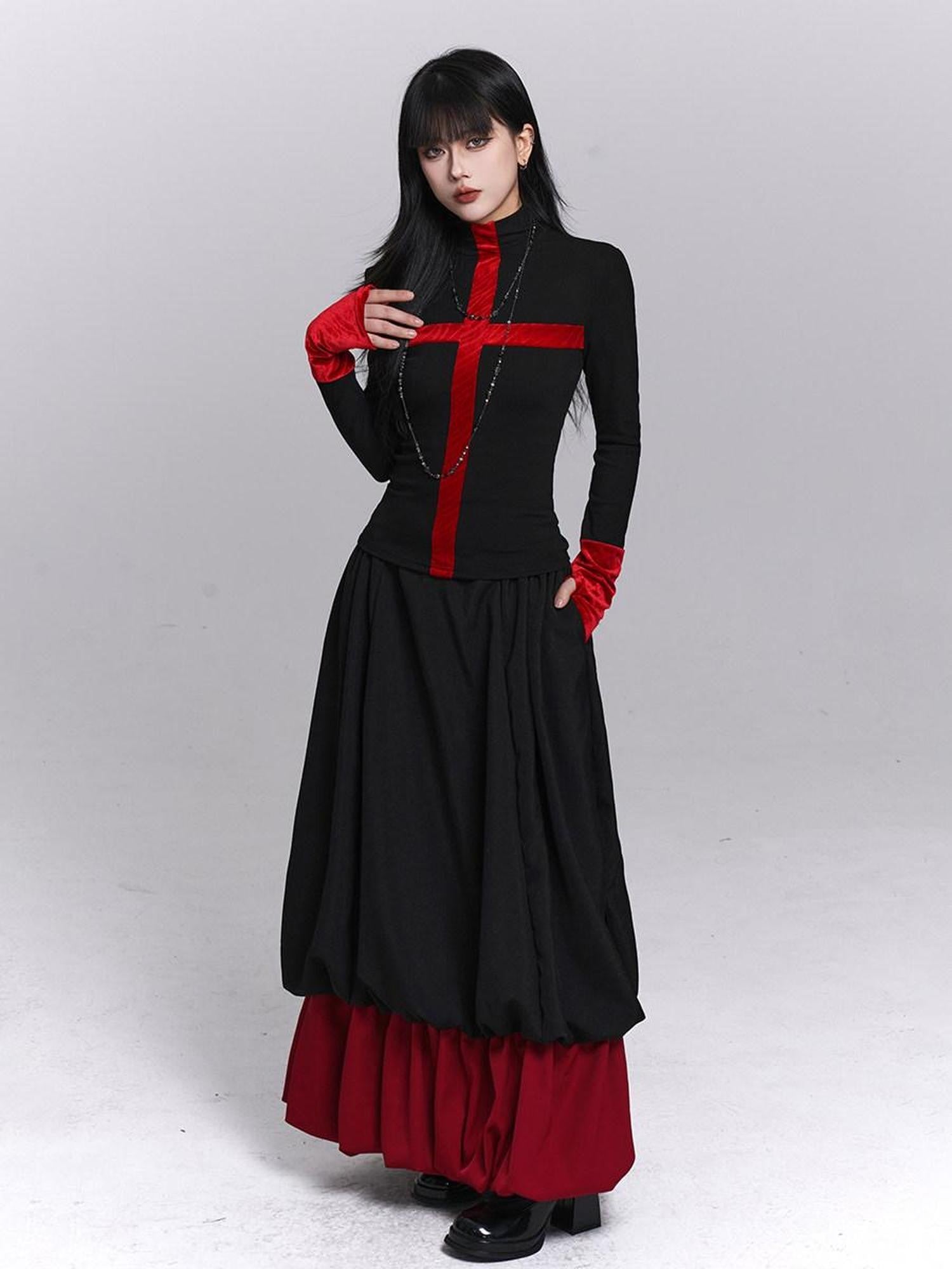 LADYGHOST Ghost Girl Gothic Cross Print Women&