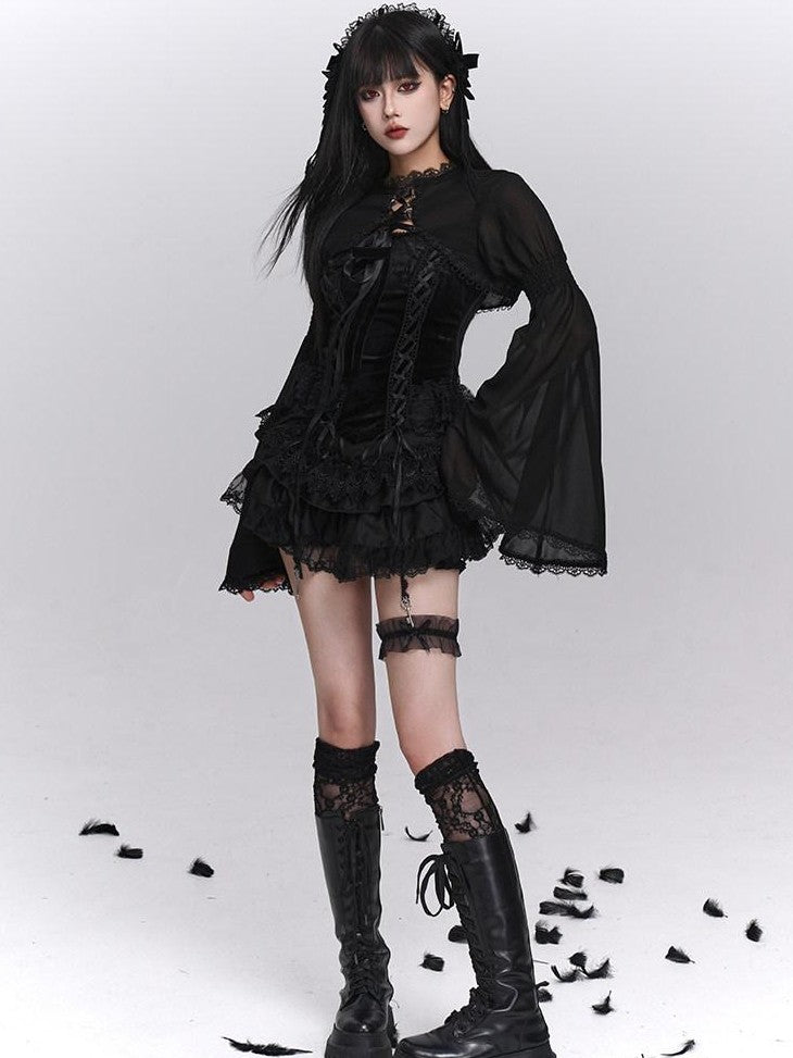 LADYGHOST Ghost Girl Gothic Puffy Tiered Cake Women&