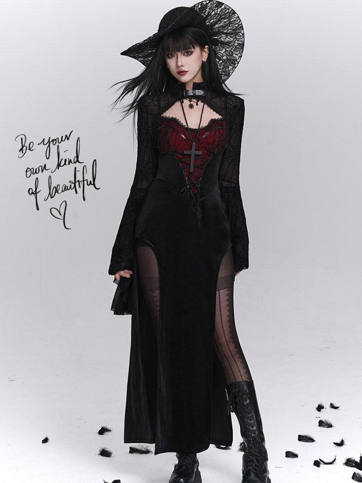 LADYGHOST Ghost Girl Gothic Sexy Slit Strappy Figure Flattering Women&