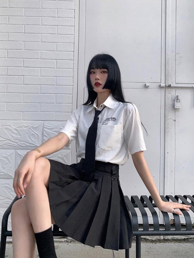 LADYGHOST Ghost Girl High Waist Black Suspender Punk Jk School Women&
