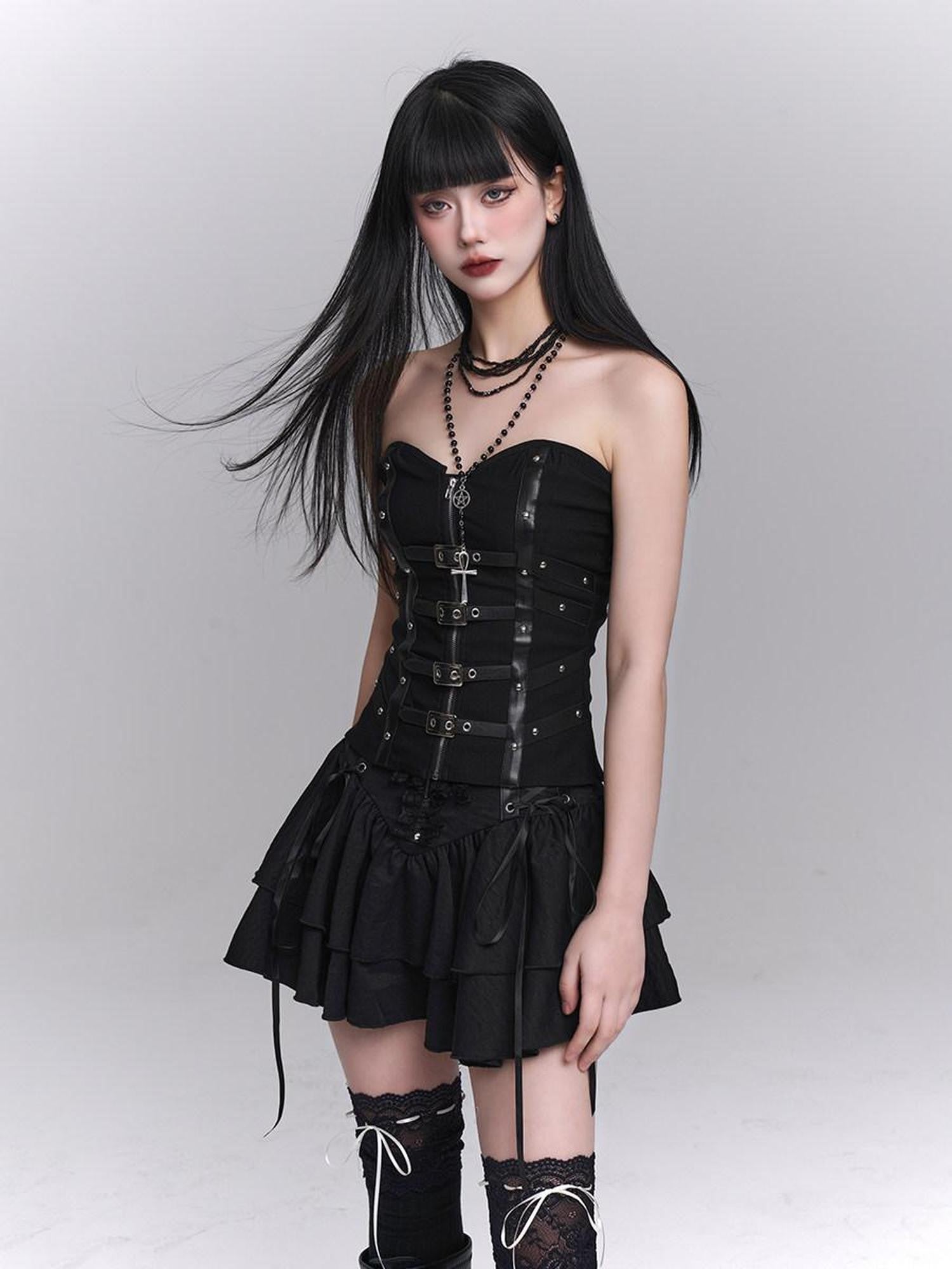 LADYGHOST Ghost Girl Print Subculture Cropped Figure Flattering Women&