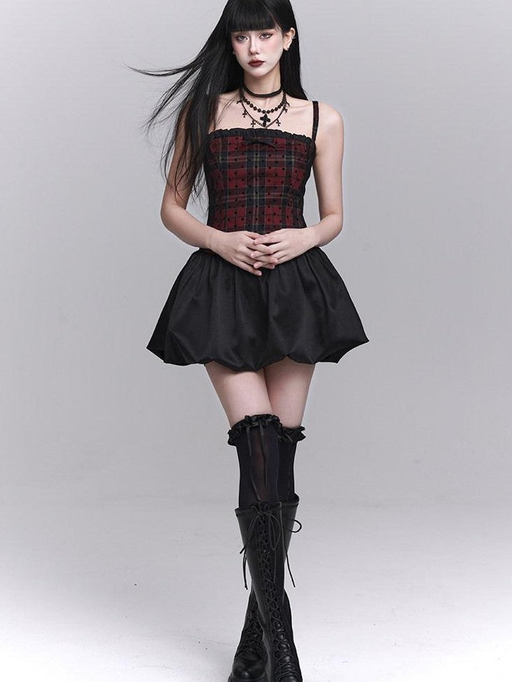 LADYGHOST Ghost Girl Red Black Spaghetti Strap Puff Tulle Ballet Women&