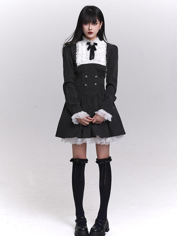 LADYGHOST Ghost Girl Striped Medieval Vintage Gothic Lolita Women&