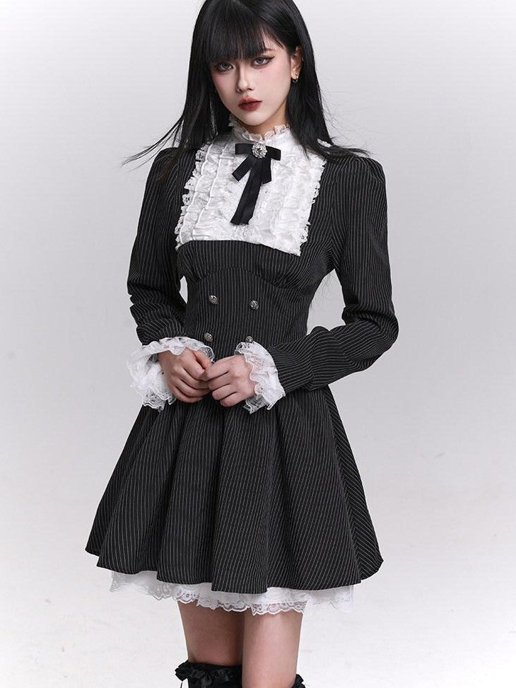 LADYGHOST Ghost Girl Striped Medieval Vintage Gothic Lolita Women&