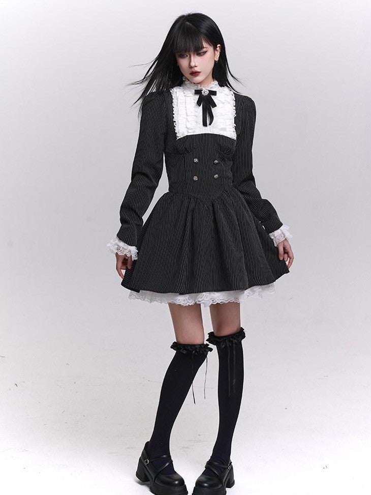 LADYGHOST Ghost Girl Striped Medieval Vintage Gothic Lolita Women&