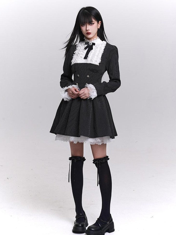 LADYGHOST Ghost Girl Striped Medieval Vintage Gothic Lolita Women&