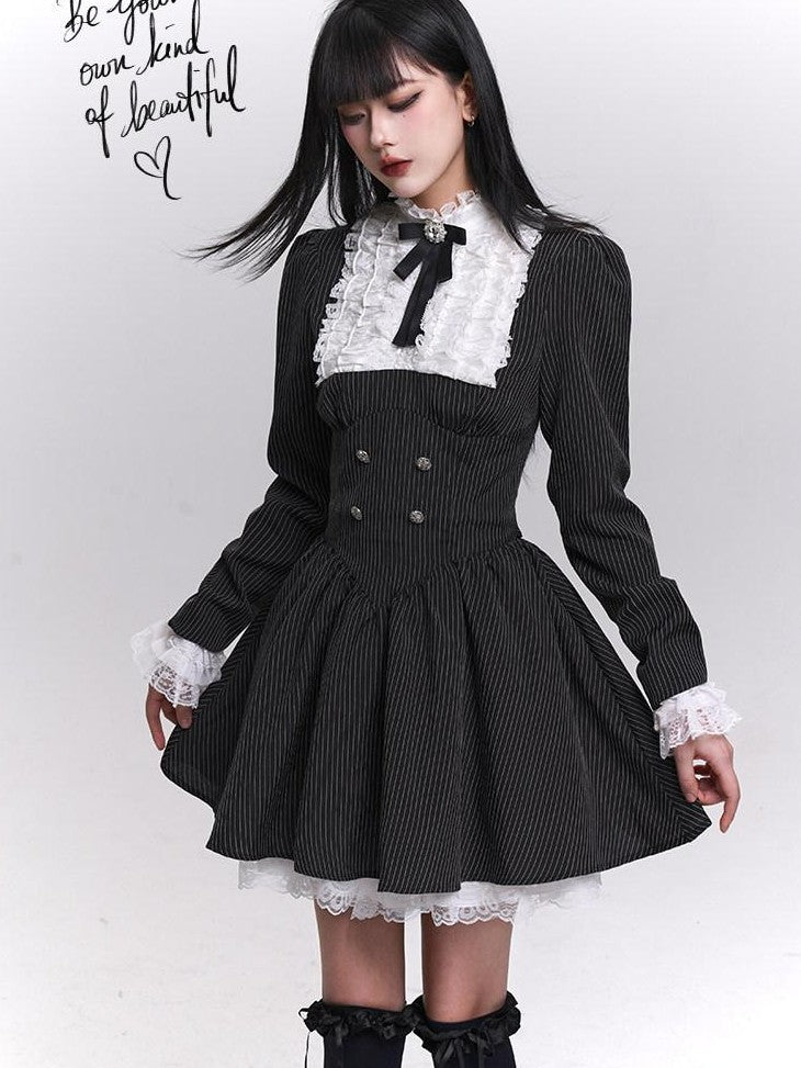 LADYGHOST Ghost Girl Striped Medieval Vintage Gothic Lolita Women&