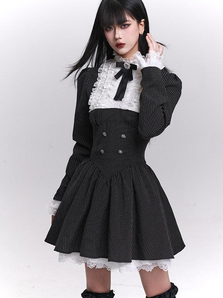 LADYGHOST Ghost Girl Striped Medieval Vintage Gothic Lolita Women&