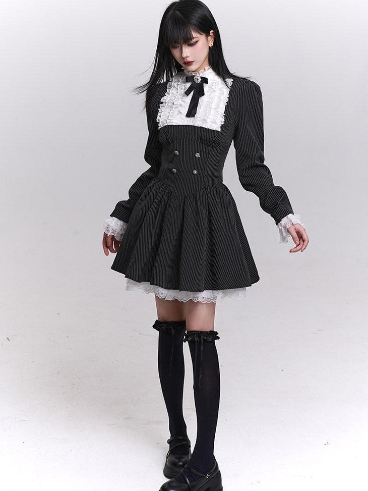 LADYGHOST Ghost Girl Striped Medieval Vintage Gothic Lolita Women&