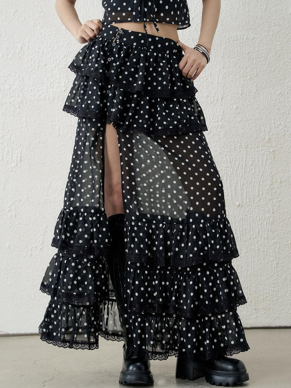 LADYGHOST Ghost Girl Vintage Black Polka Dot Women&