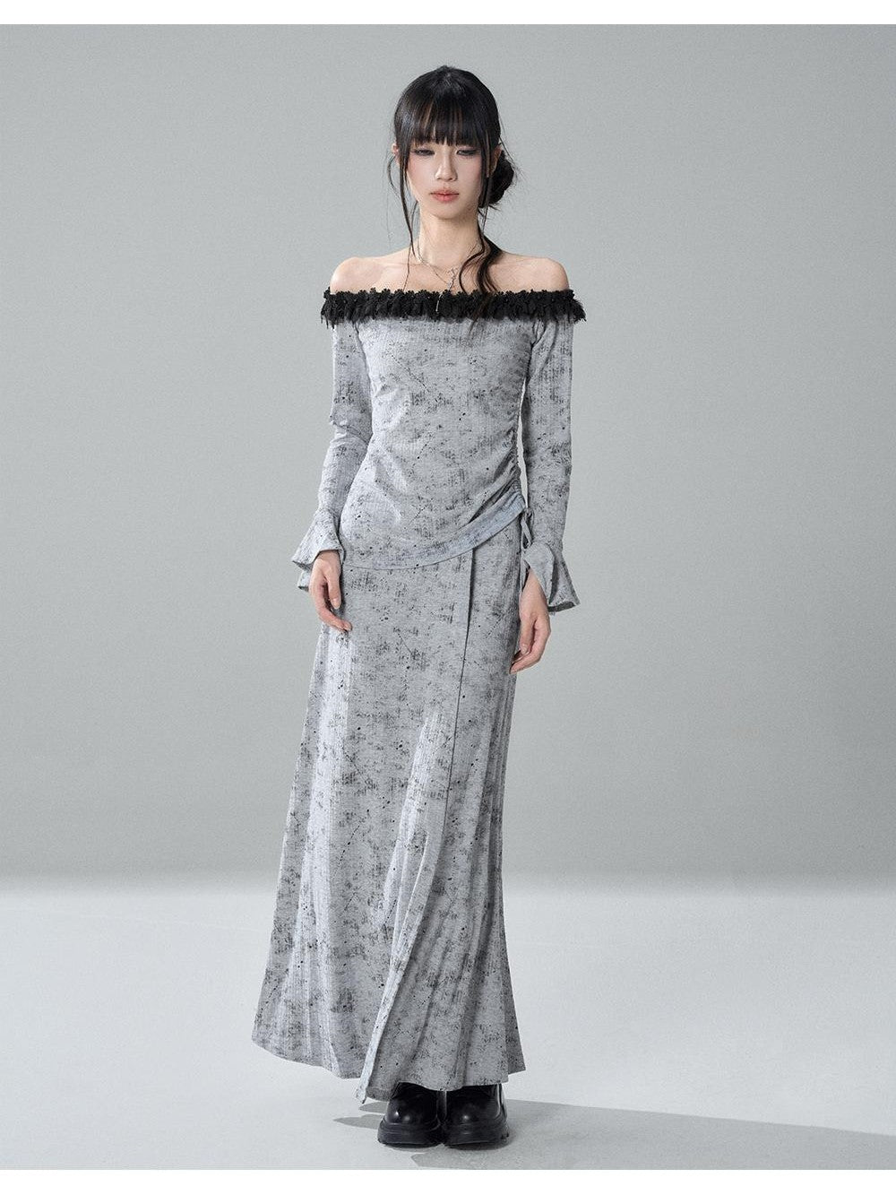 LADYGHOST Ghost Off Shoulder Flared Sleeve Slim Fit Women&