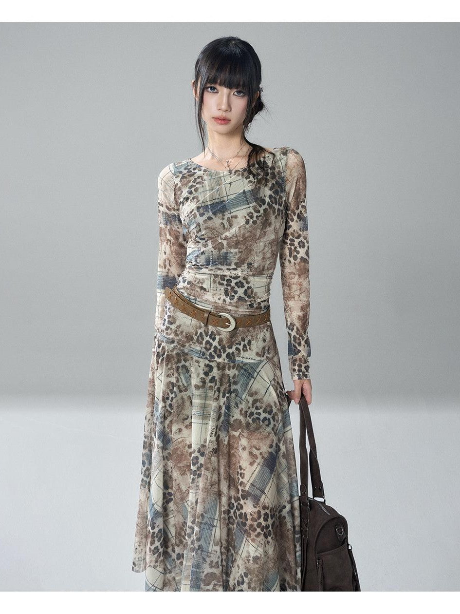 LADYGHOST Ghost Print Long Sleeve Slim Waist Women&