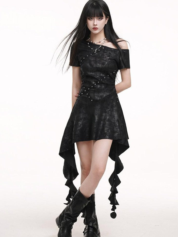 LADYGHOST Ghostly Asymmetrical One Shoulder Black Festival Women&