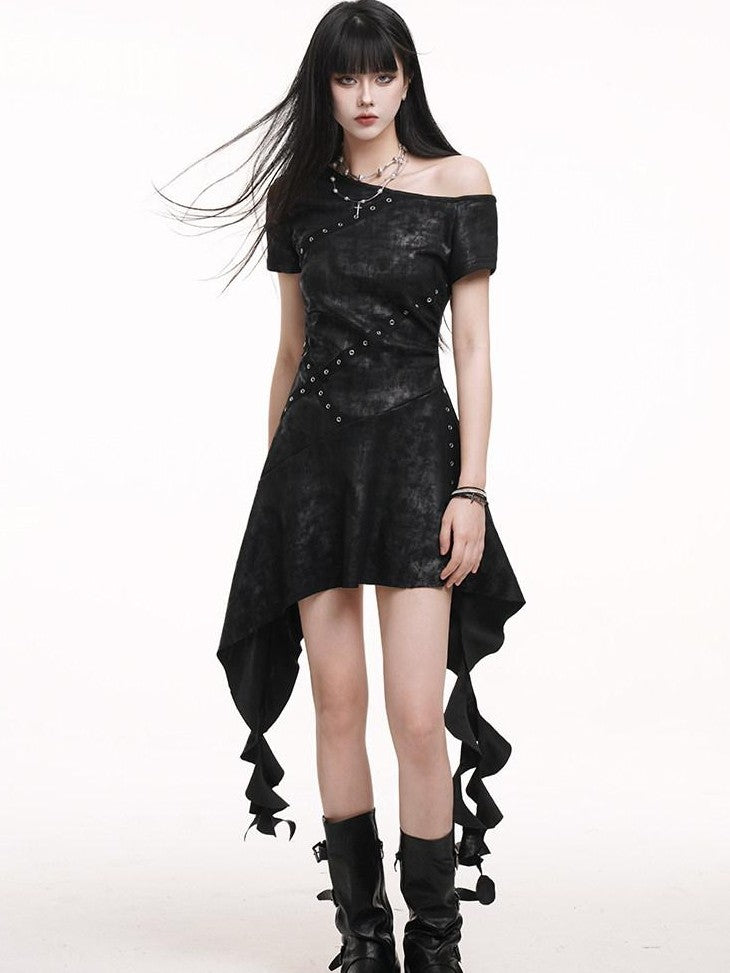 LADYGHOST Ghostly Asymmetrical One Shoulder Black Festival Women&