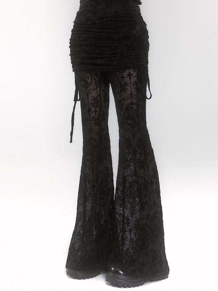 LADYGHOST Ghostly Black Lace Faux Two Piece Gothic Women&