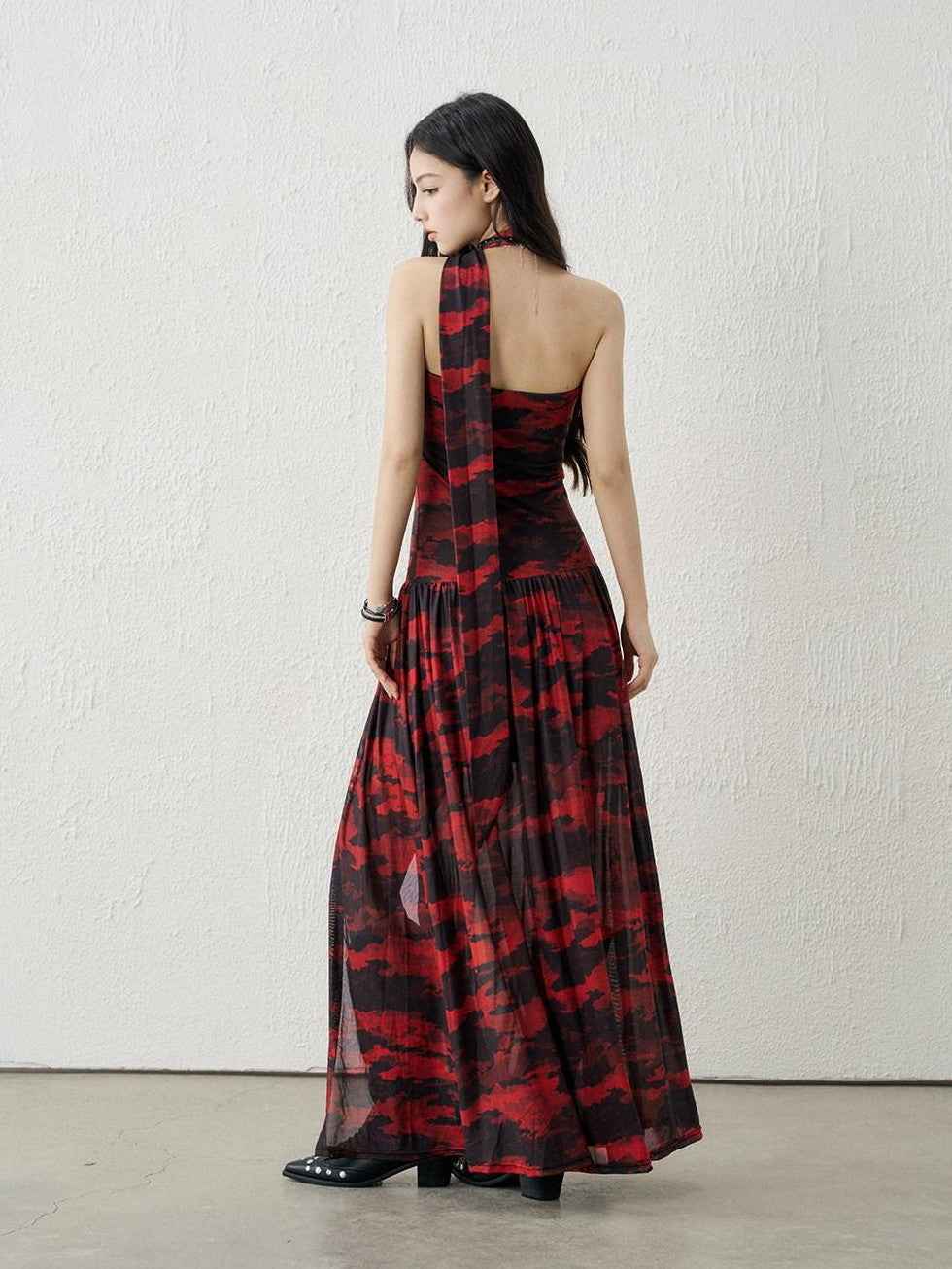 LADYGHOST Ghostly Black Red Bustier Side Slit Women&