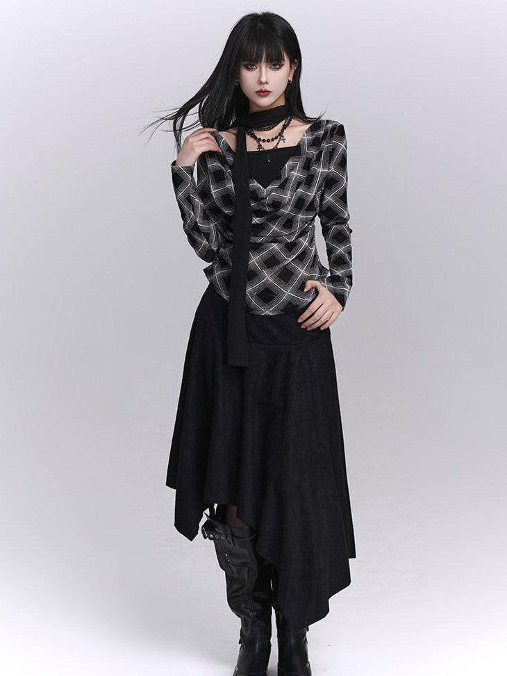 LADYGHOST Ghostly Coffee Brown Asymmetrical Hem Women&