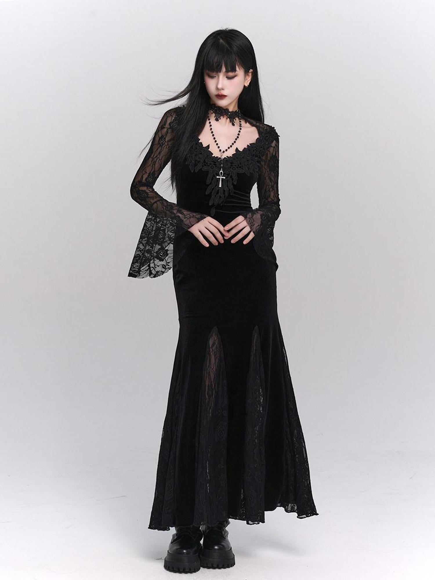 LADYGHOST Ghostly Gothic Fishtail Red And Black Women&