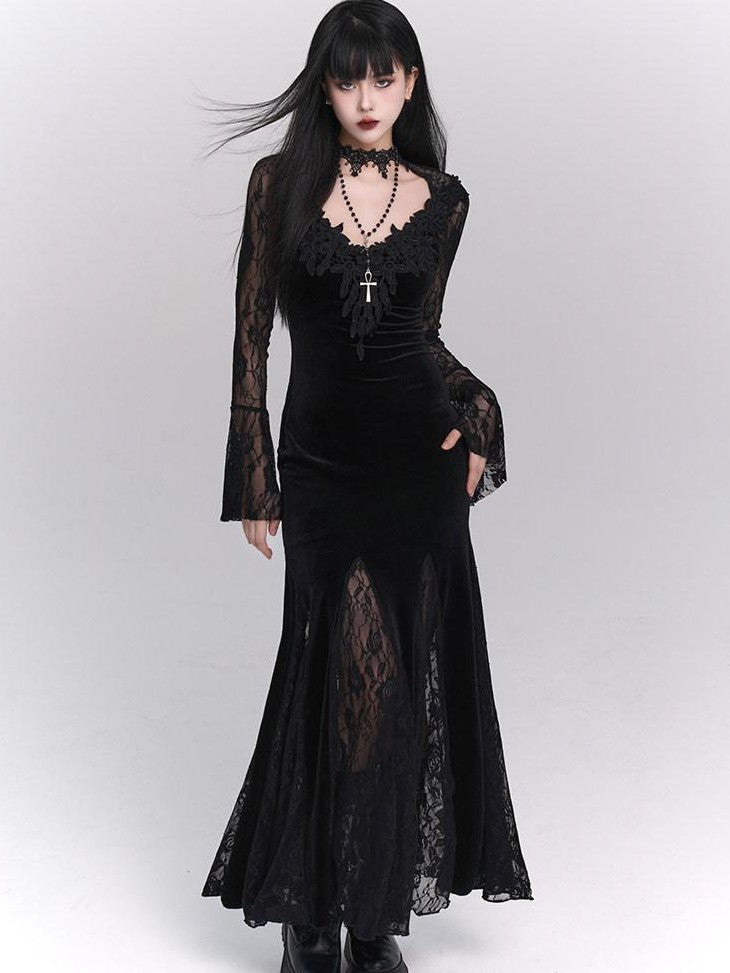LADYGHOST Ghostly Gothic Fishtail Red And Black Women&