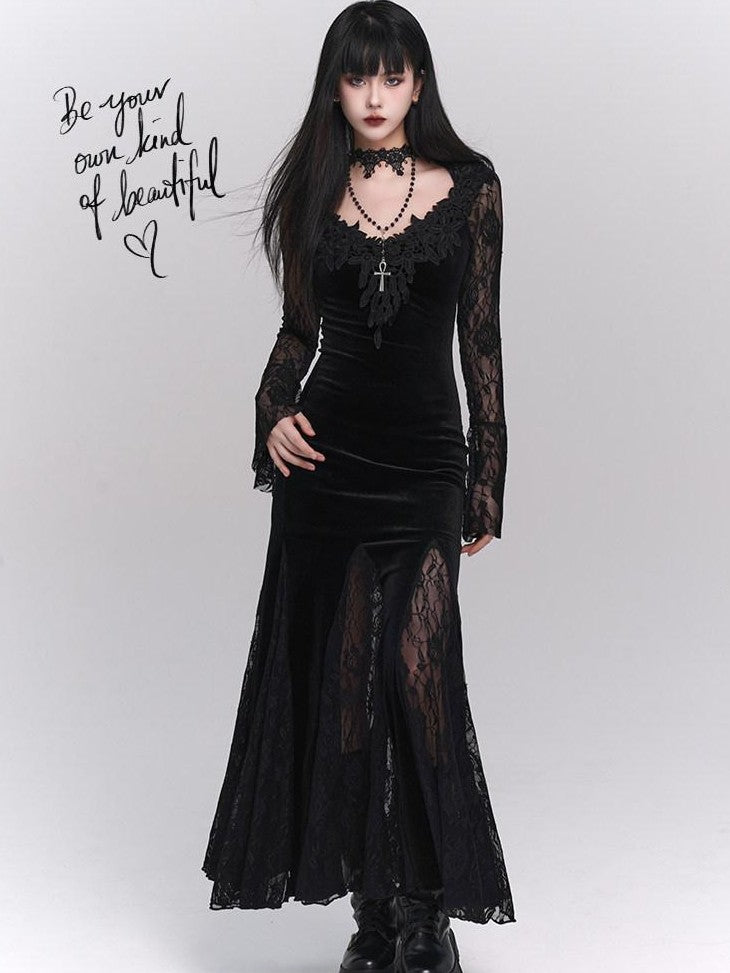 LADYGHOST Ghostly Gothic Fishtail Red And Black Women&