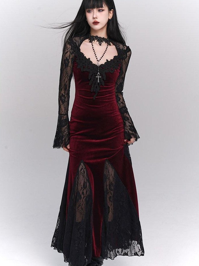 LADYGHOST Ghostly Gothic Fishtail Red And Black Women&
