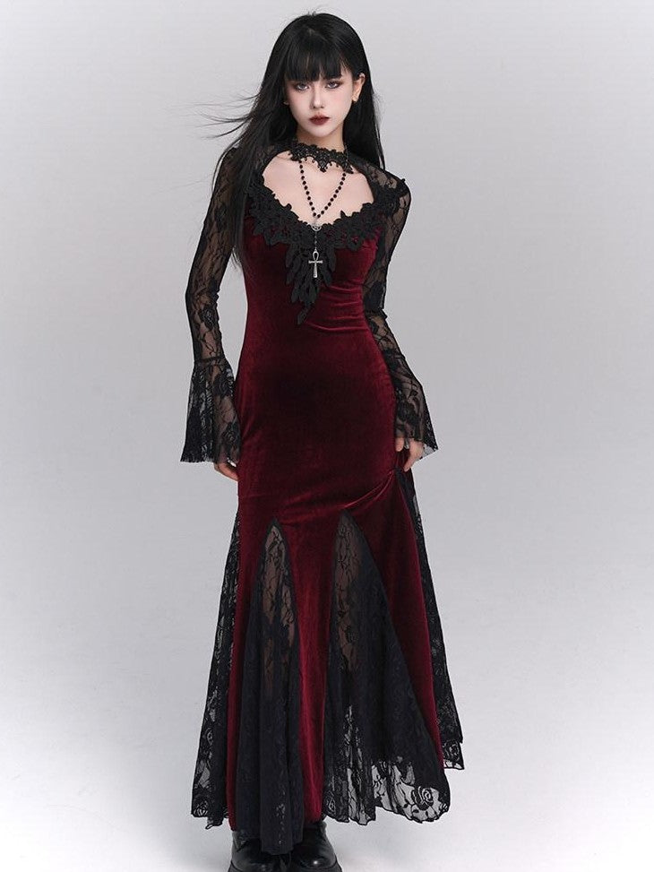 LADYGHOST Ghostly Gothic Fishtail Red And Black Women&