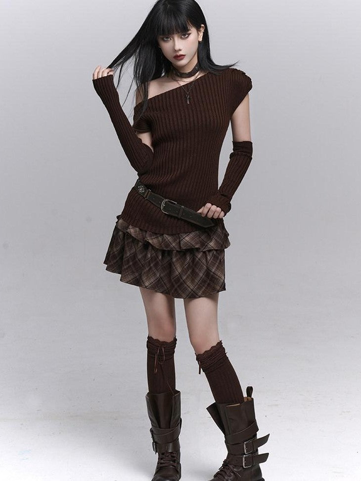 LADYGHOST Ghostly Gray Asymmetric Shoulder Women&