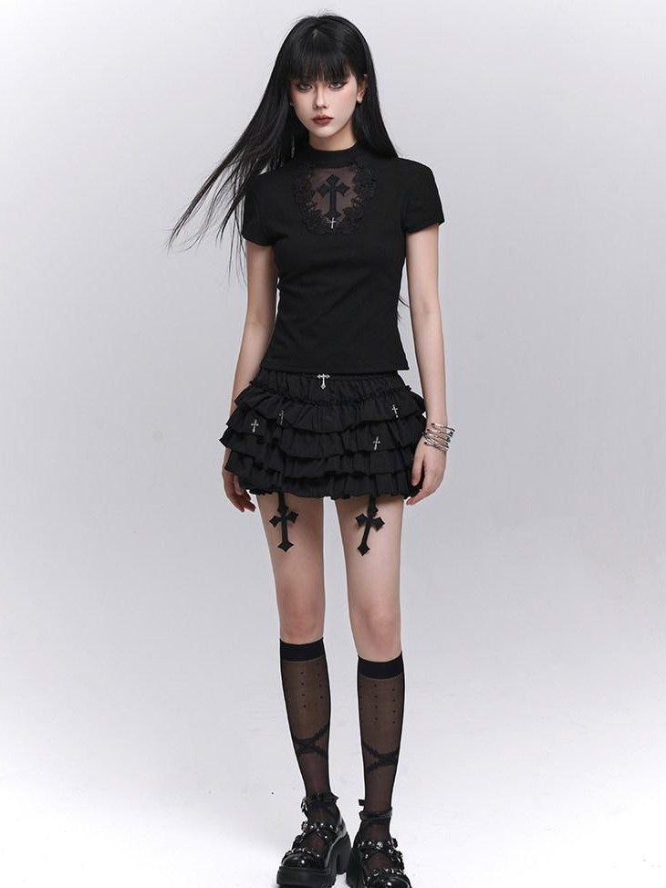 LADYGHOST Ghostly Puff Cake Ruffle Women&