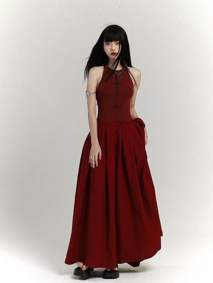 LADYGHOST Ghostly Red Flowing Cinched Waist Women&