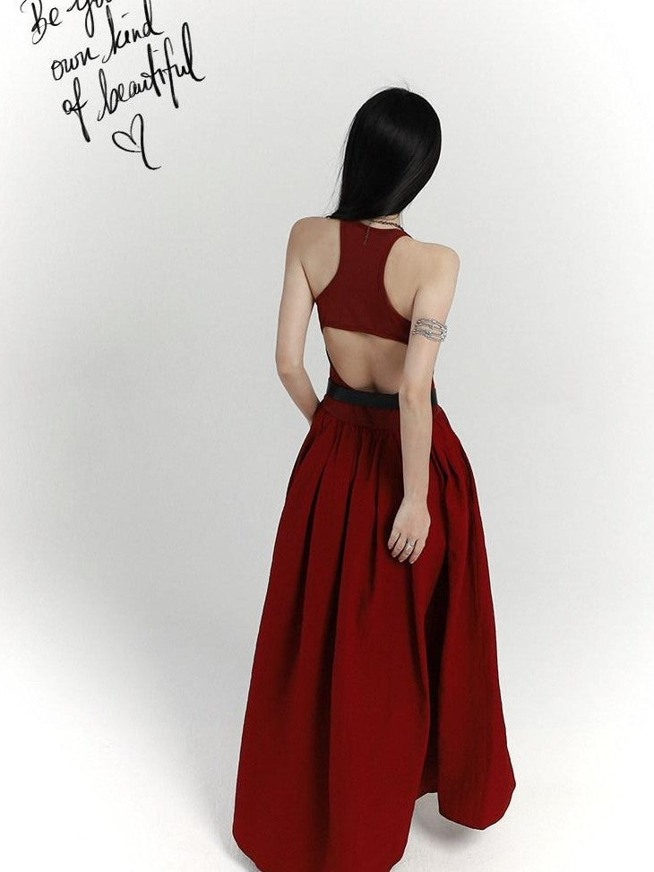LADYGHOST Ghostly Red Flowing Cinched Waist Women&