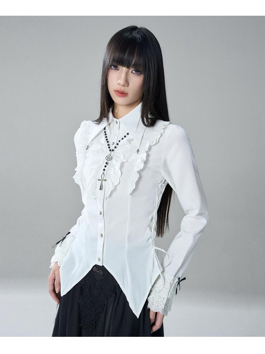 LADYGHOST Gothic Lace Pleated High Waist A Line Women&