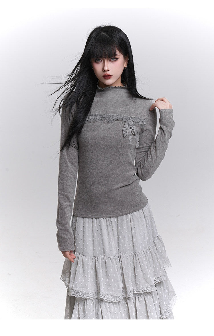 LADYGHOST_Gray_Ghost_Girl_Print_Mock_Neck_Women&