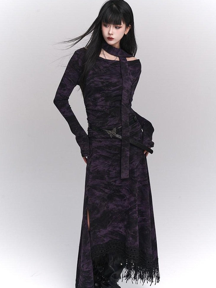 LADYGHOST Purple A Line Long Chic Sassy Mature Women&