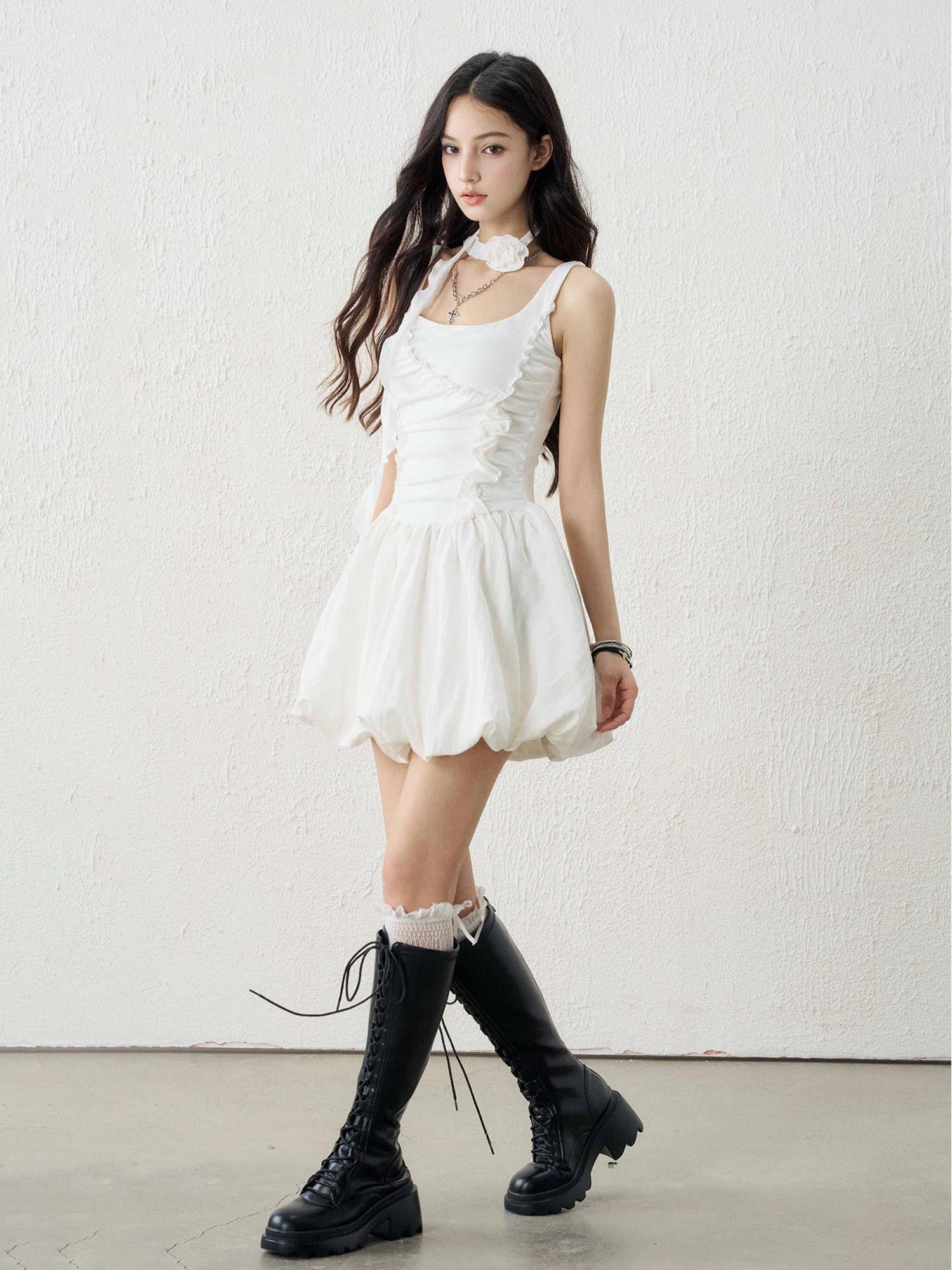 LADYGHOST White Ethereal Ballerina Puff Bouffant Women&