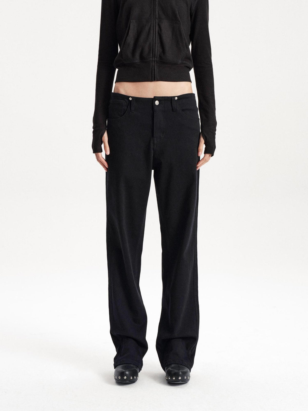 LYUOCHENG Adjustable Waist Solid Minimalist Stretch Cotton Women&
