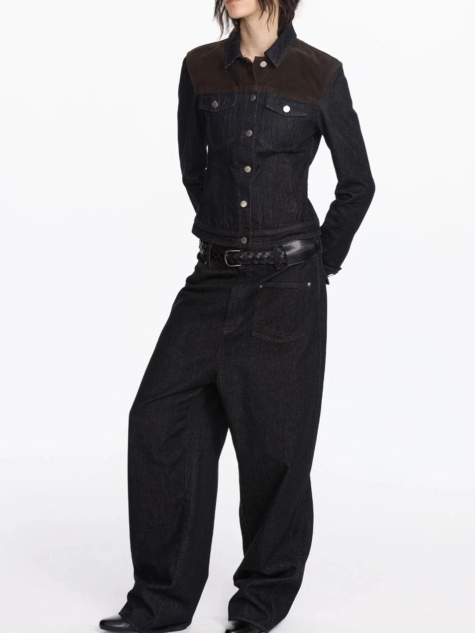 LYUOCHENG Asymmetric Inverted Raw Denim Jeans