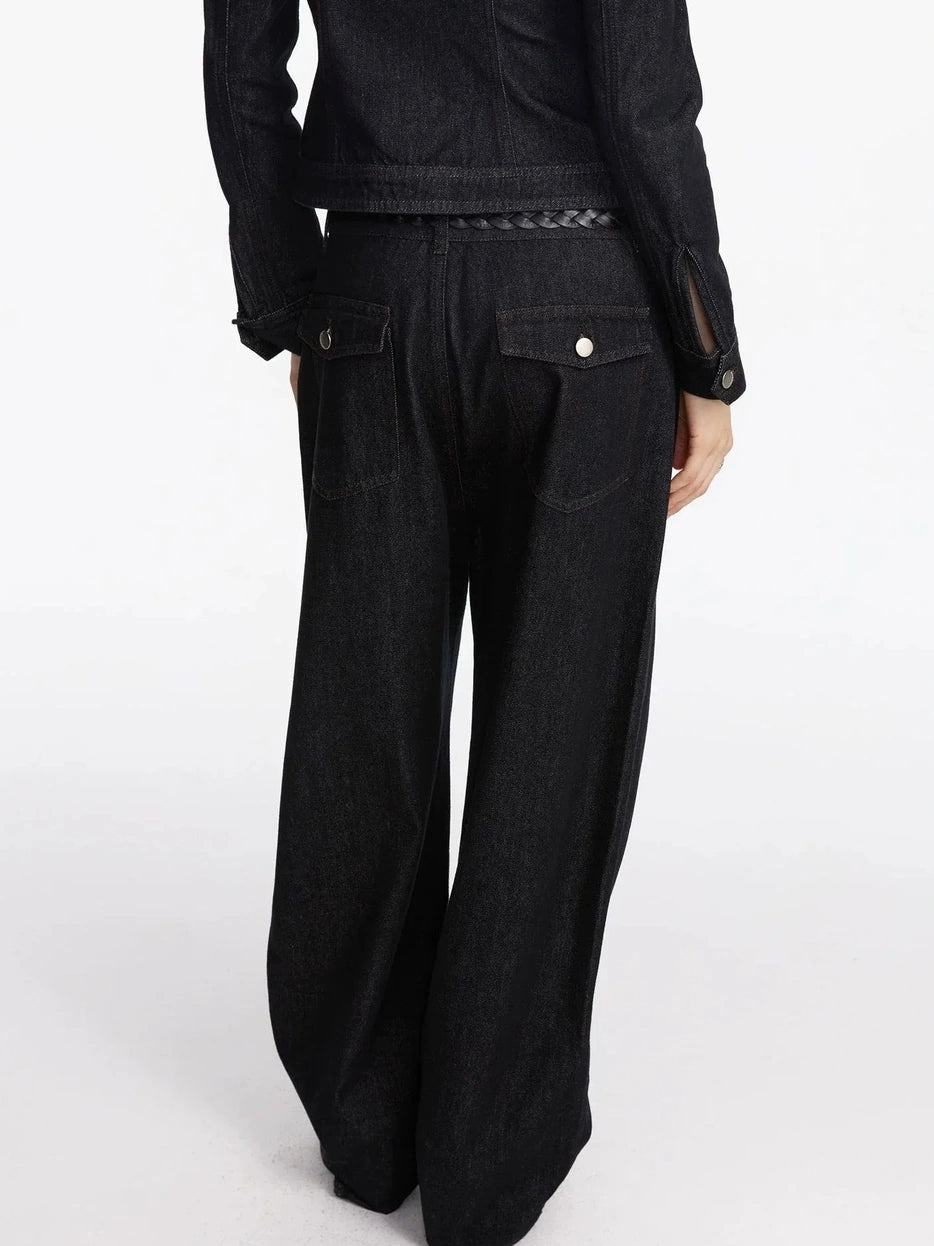 LYUOCHENG Asymmetric Inverted Raw Denim Jeans