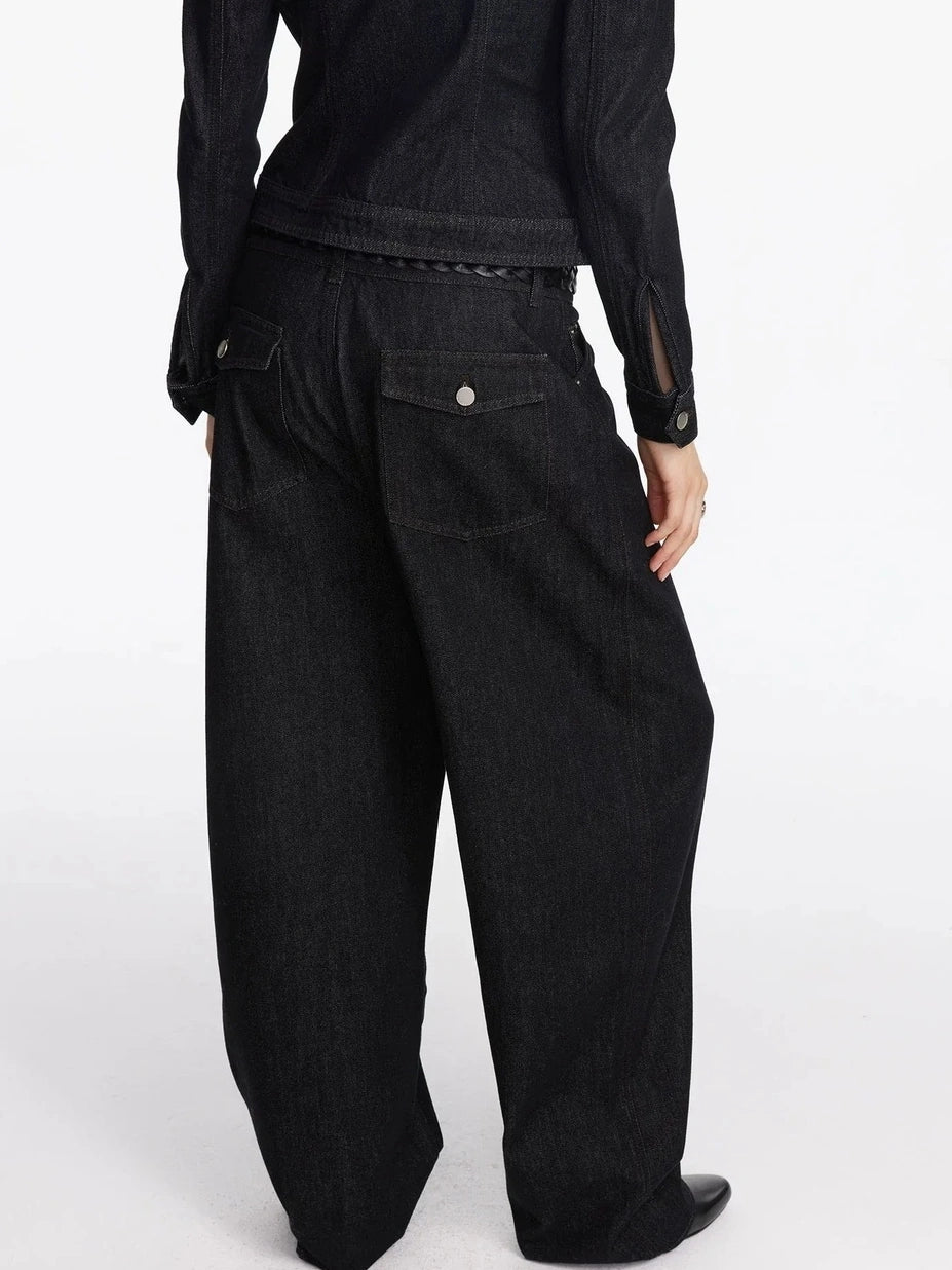 LYUOCHENG Asymmetric Inverted Raw Denim Jeans