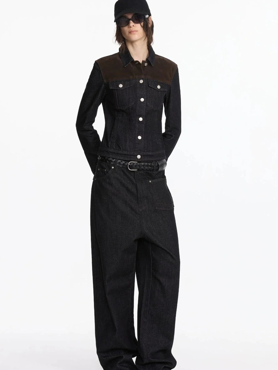 LYUOCHENG Asymmetric Inverted Raw Denim Jeans