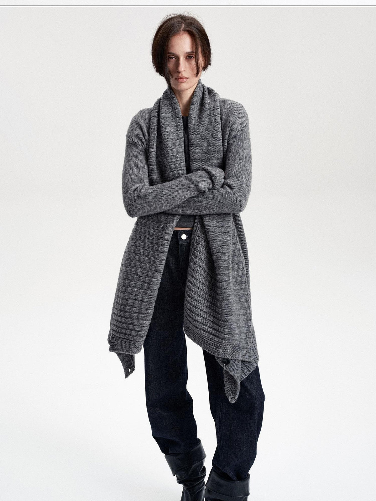 LYUOCHENG Asymmetric Irregular British Vintage Reversible Women&