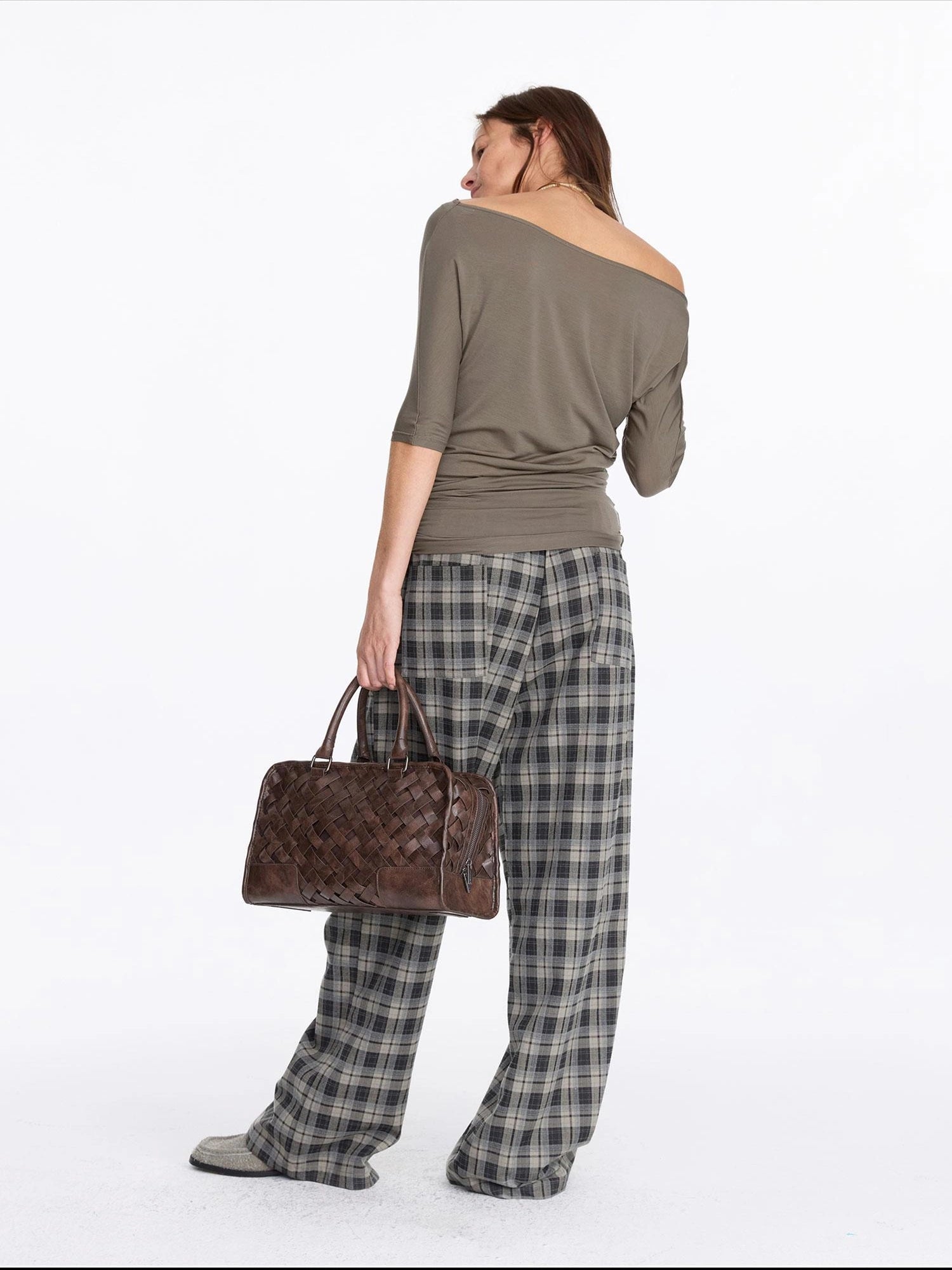 Asymmetric Off Shoulder Lyocell Stretch Tee