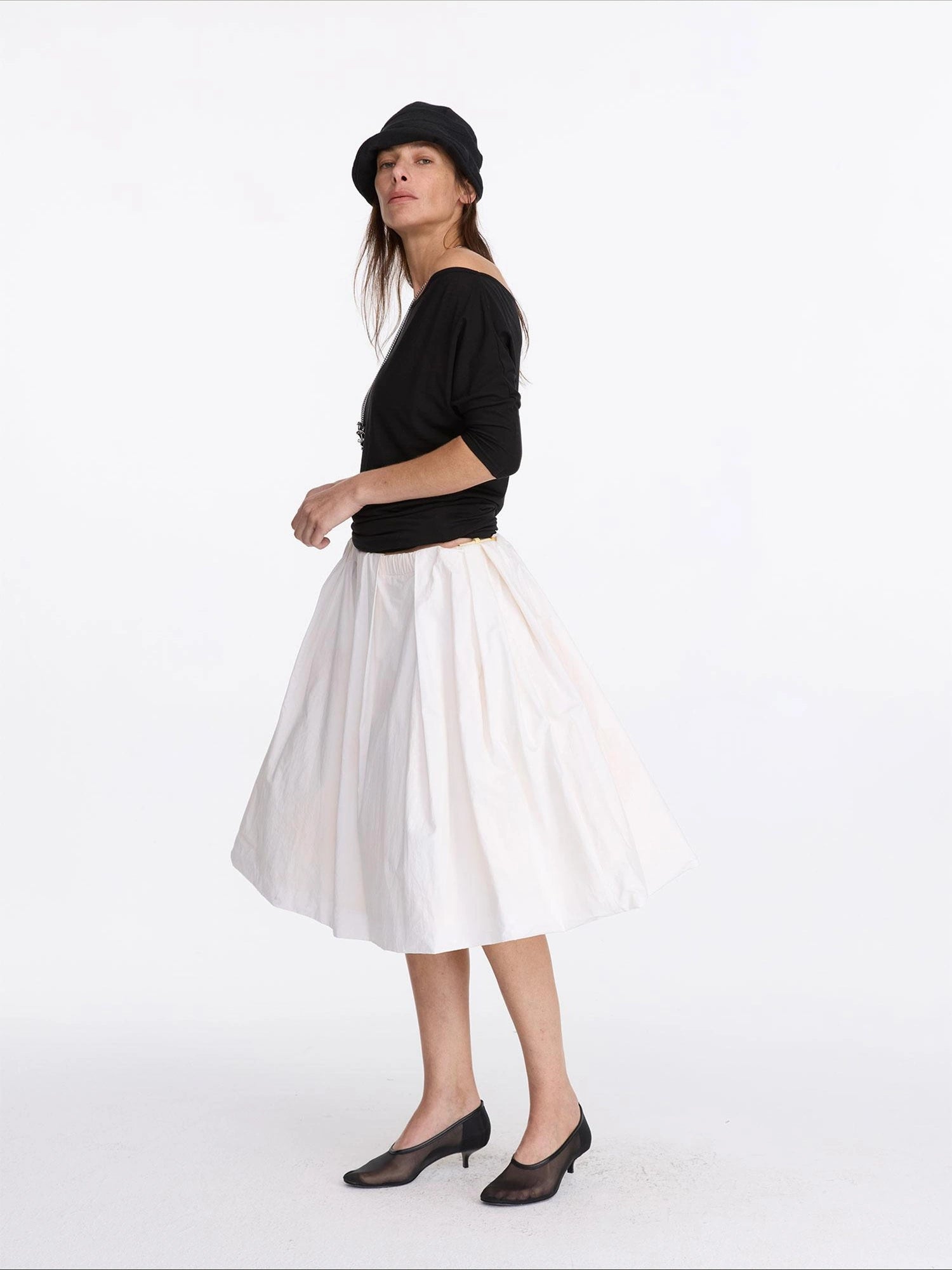 Asymmetric Off Shoulder Lyocell Stretch Tee