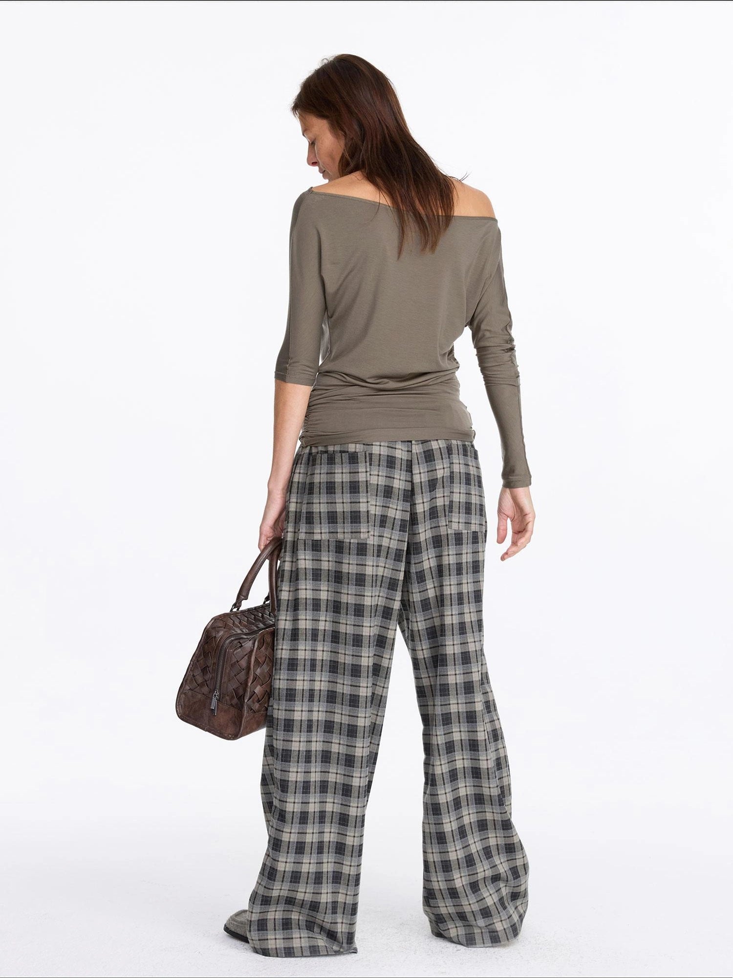 Asymmetric Off Shoulder Lyocell Stretch Tee