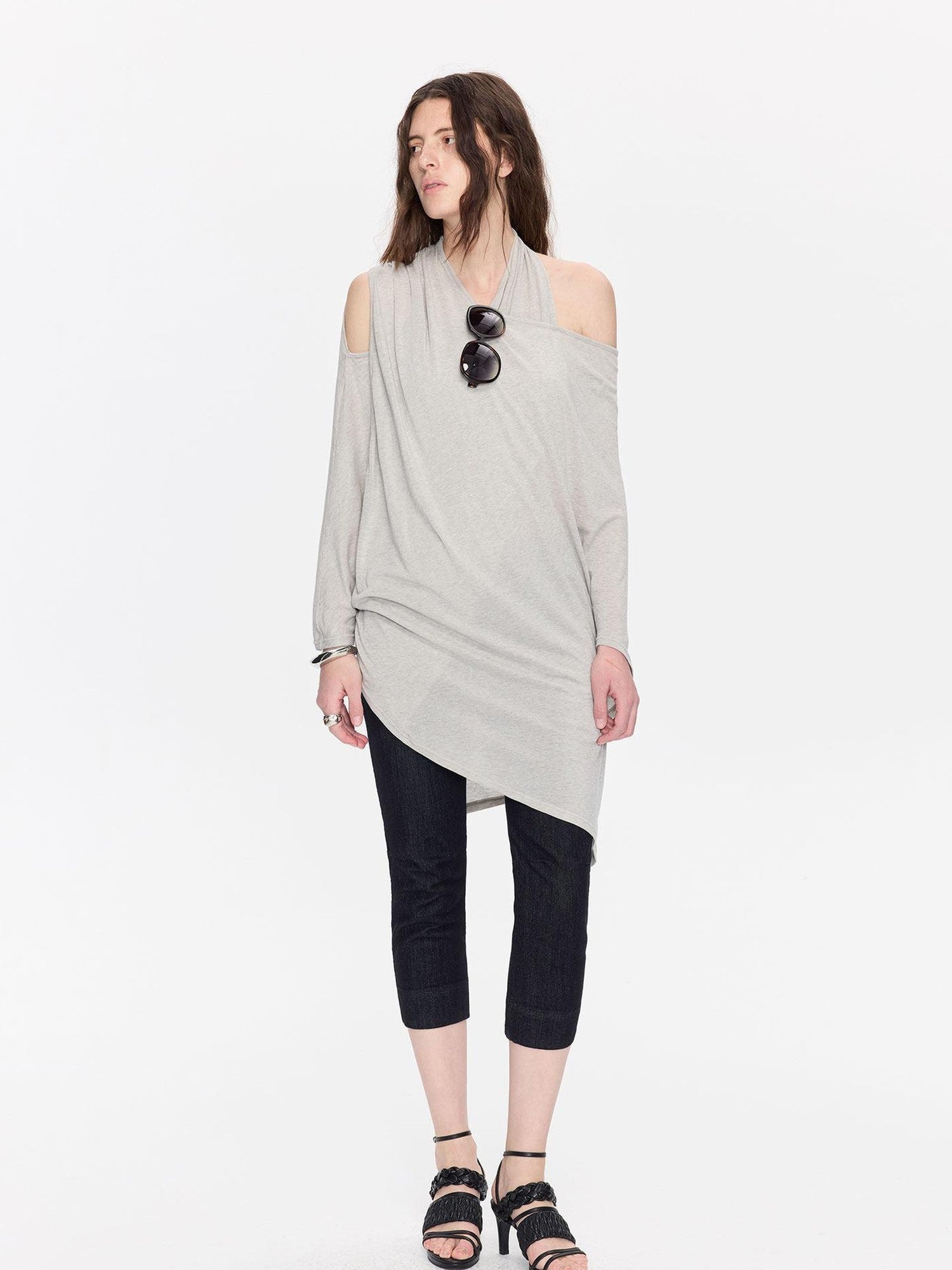 LYUOCHENG Asymmetrical Halter Drape Multiway Women&